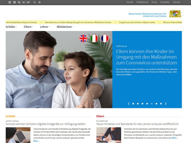 Homepage des Bayerischen Staatsministerium für Unterricht und Kultus